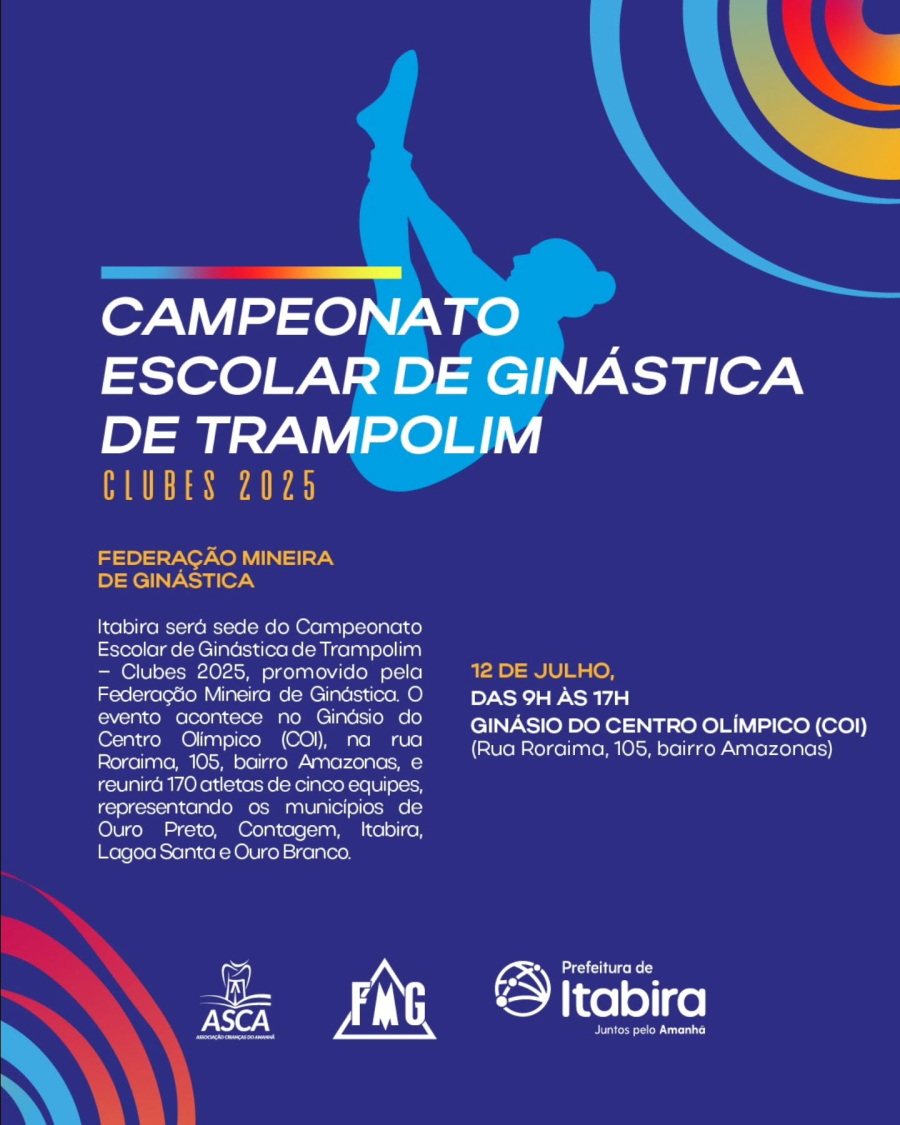 Campeonato Escolar de Ginástica de Trampolim - Clubes 2025 em Itabira!