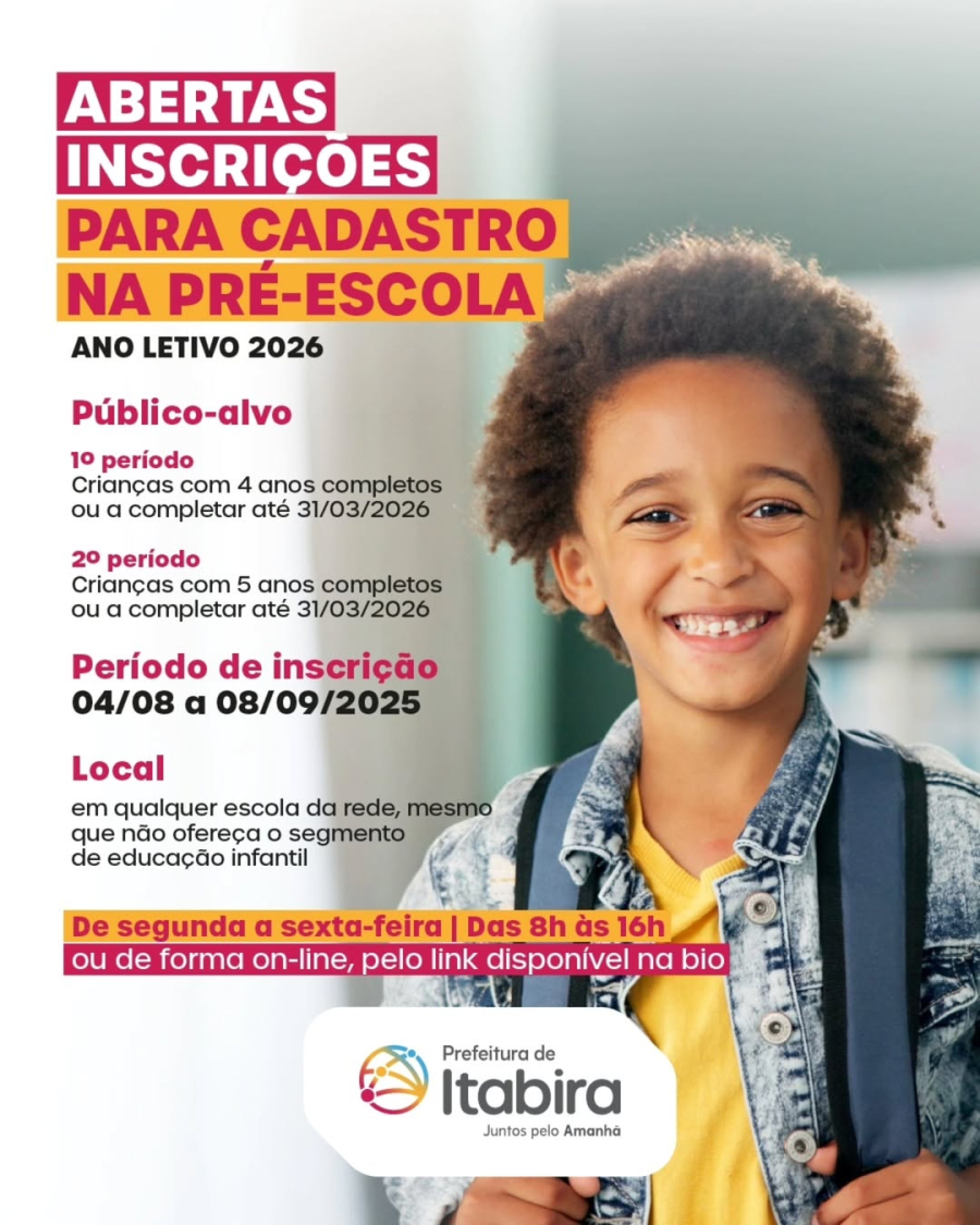 Inscrições Abertas para a Pré-escola 2026 em Itabira: Garanta a Vaga do seu Filho